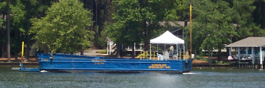 Shoreline Specialists Landing Craft Boat - Controlling Soil Erosion on Lake Gaston