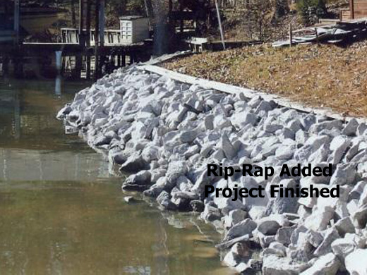 Rip-Rap Behind Bulkhead to Secure Shoreline