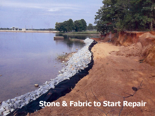 Stone & Fabric Used to Control Erosion