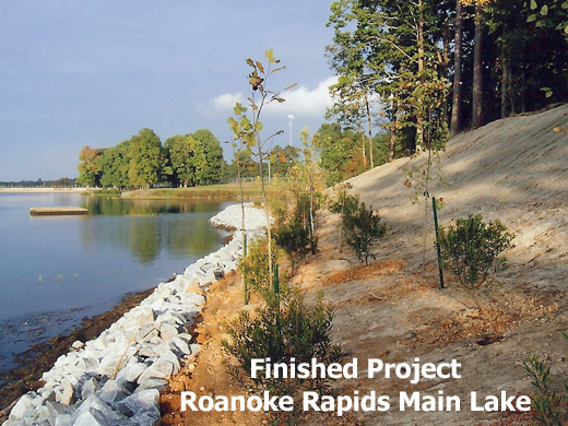 Roanoke Rapids Main Lake Completed Erosion Control Services